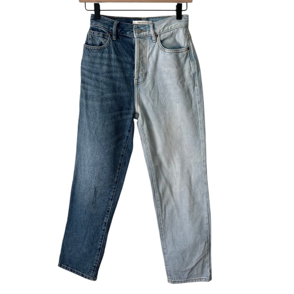 PacSun Los Angeles Light Blue & Medium Blue High-Rise Straight Jeans
